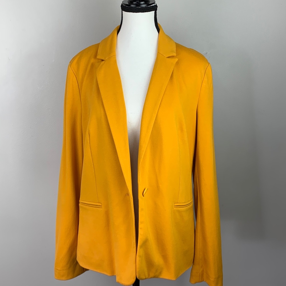 Adrianna Papell Ponte Blazer Jacket in Mustard NEW!
